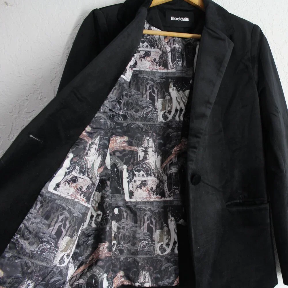 Blackmilk Black Velvet Nielsen Fairy Tales Blazer jacket art to wear XS 4/6 NWT - Picture 13 of 13